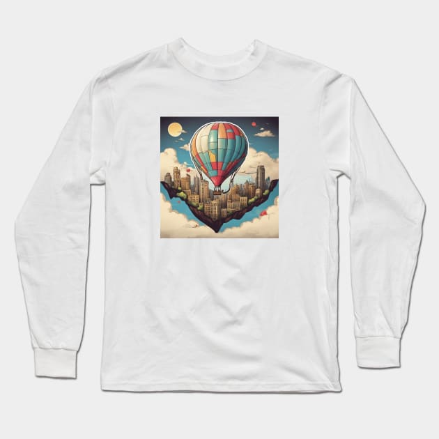 Air Balloon Aircraft Sky Wings Travelling Airport Wing Long Sleeve T-Shirt by Flowering Away